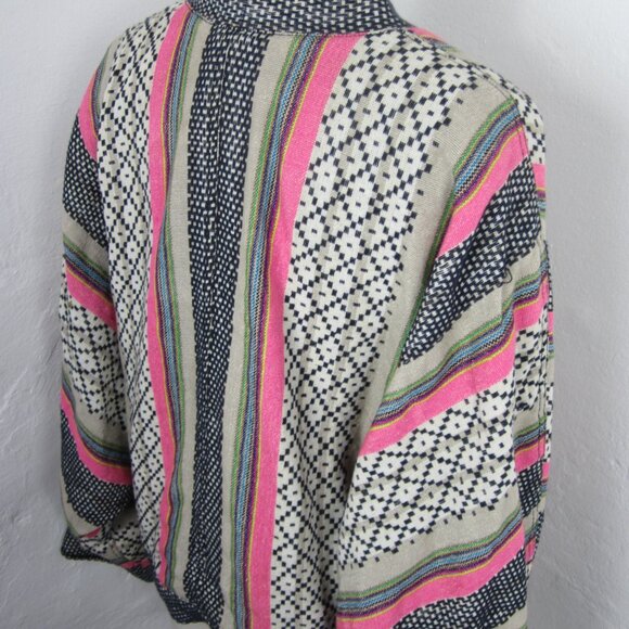 Free People Spirit Jacket Size XS Pink Woven Stripe Cropped Oversized - Picture 4 of 6